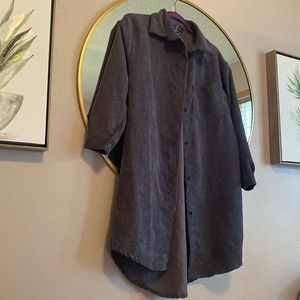 Aly Daly long dark gray corduroy shacket ~ size M
